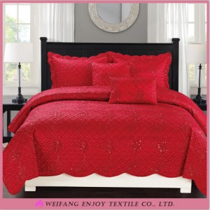 Embroidery Sequins King Bedspread Bed Cover Set